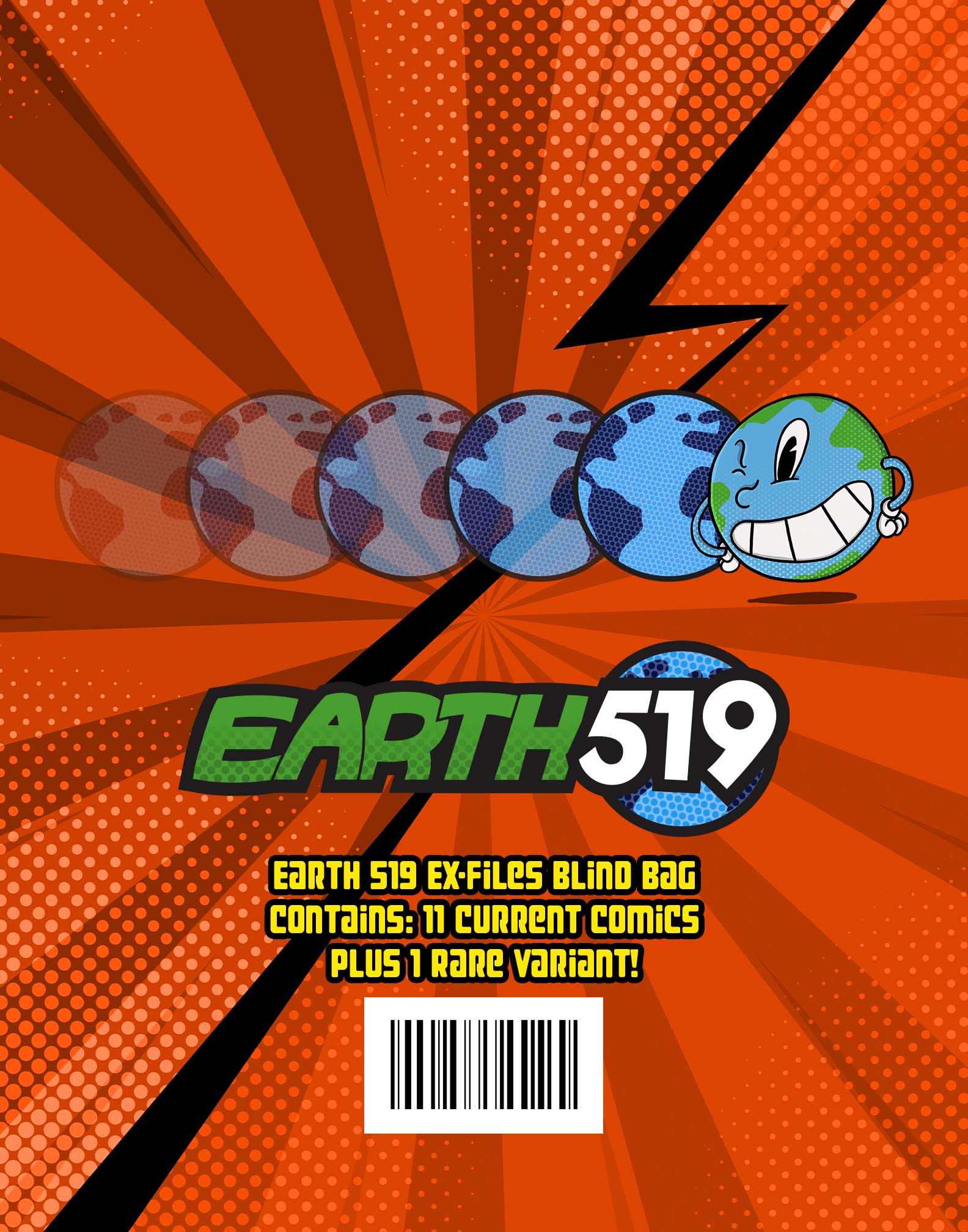 Comic book cover with Earth 519 logo and "Mr. Earthy" character on an orange background
